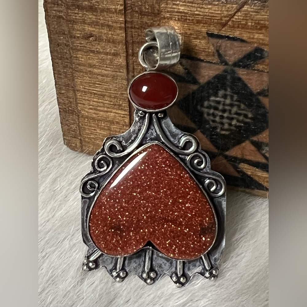 925 silver carnelian heart pendant